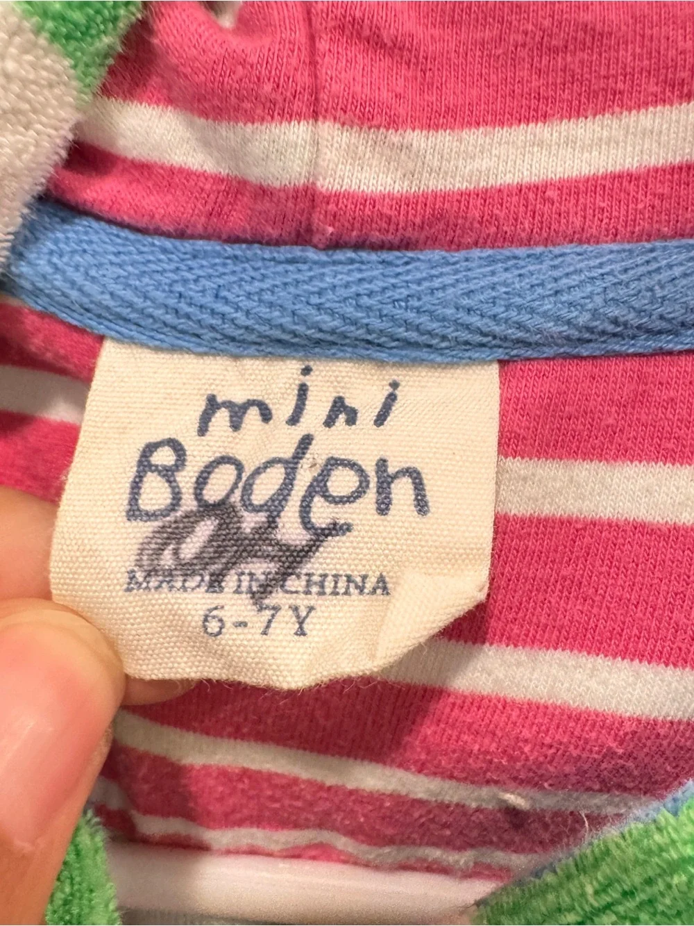 Mini Boden Green Floral Hooded Swim Coverup Girls 6-7Y Terry Cloth Novelty